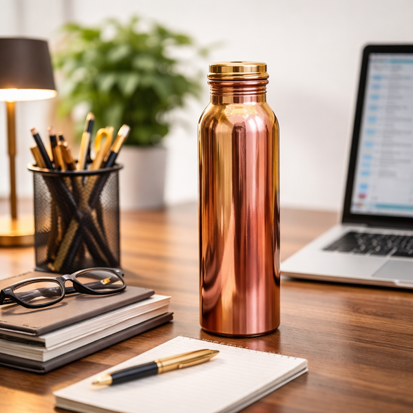Plain Pure Copper Water Bottle 32oz – Handmade Ayurvedic Wellness Bottle for Healthy Hydration