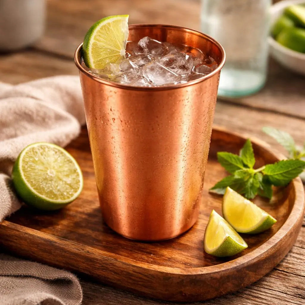 Plain pure copper tumbler – front view