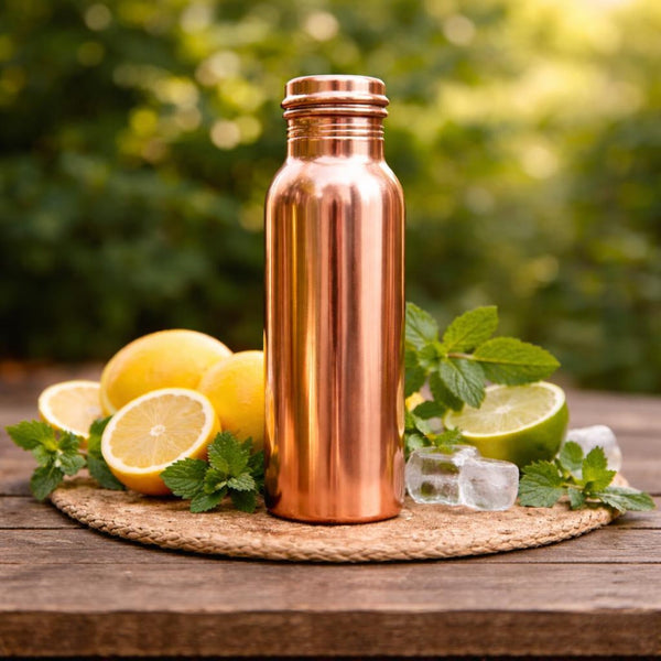 Plain Pure Copper Water Bottle 32oz – Handmade Ayurvedic Wellness Bottle for Healthy Hydration