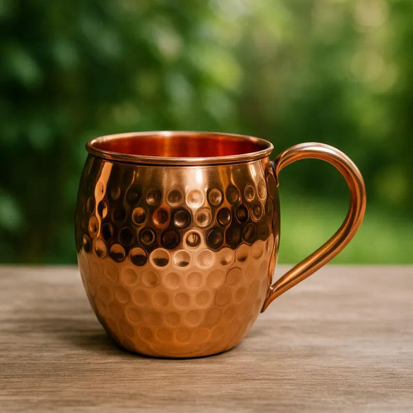 Hammered Copper Mugs 15oz - Handcrafted Pure Copper Mugs for Daily Hydration, Wellness & Gifting