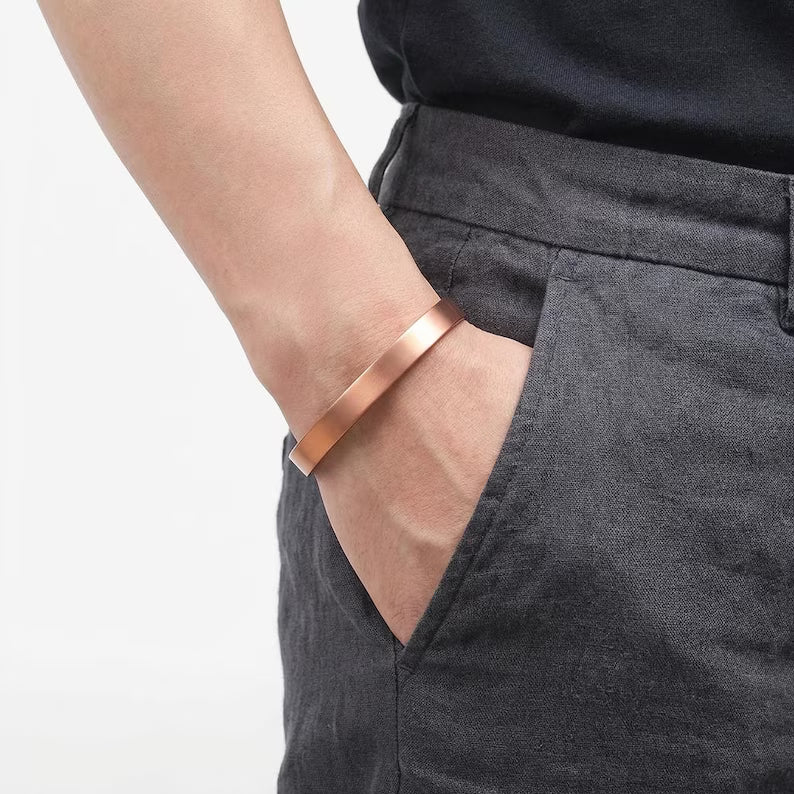 Pure Copper Magnetic Bracelet & Ring Set – Adjustable Unisex Copper Jewelry
