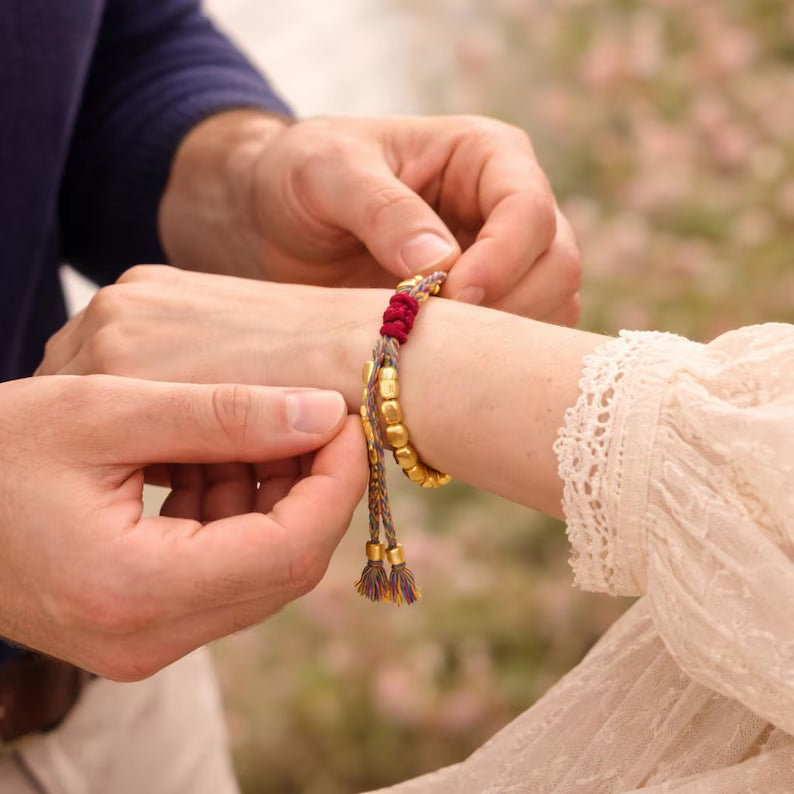 Handmade Tibetan Copper Bead Bracelet – Adjustable Boho Bracelet for Women & Men