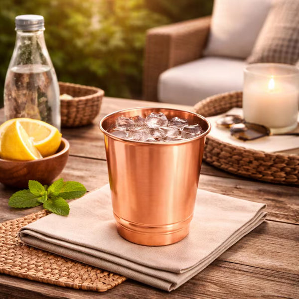 Banded Pure Copper Tumbler 11.8oz - Handcrafted Copper Tumbler for Daily Hydration, Ayurvedic Wellness & Gifting