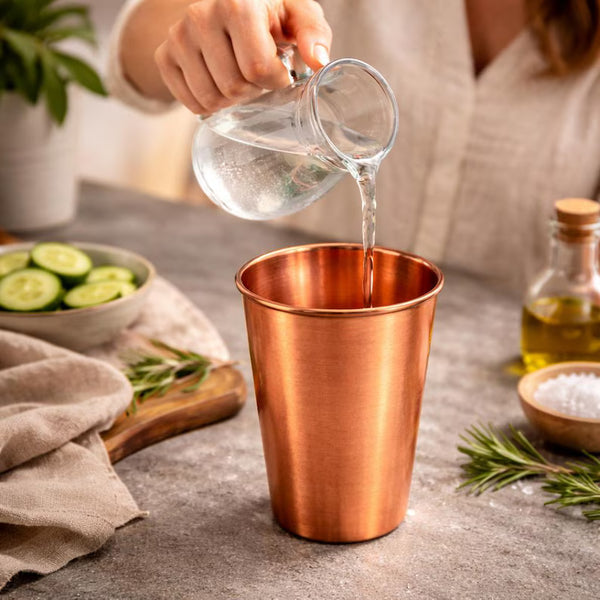Plain Pure Copper Tumbler 11.8oz - Handcrafted Copper Tumbler for Daily Hydration, Ayurvedic Wellness & Gifting