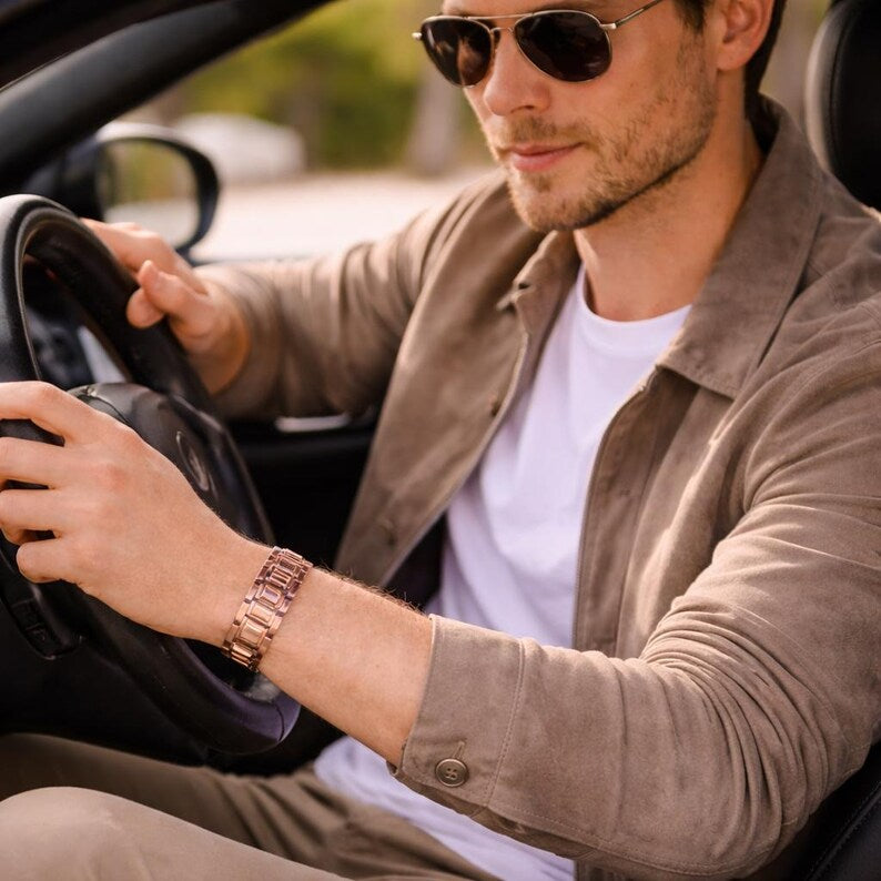 Magnetic Copper Bracelet - Adjustable Pure Copper Link Bracelet for Men, Wellness & Gifting